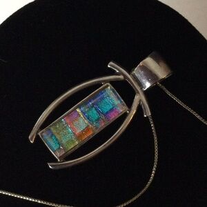 Sterling Silver Pendant with Multicolor Inlay